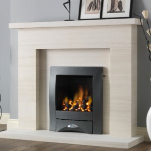 DRAYTON LIMESTONE SURROUND WITH ZARA SLIDE CONTROL GAS FIRE